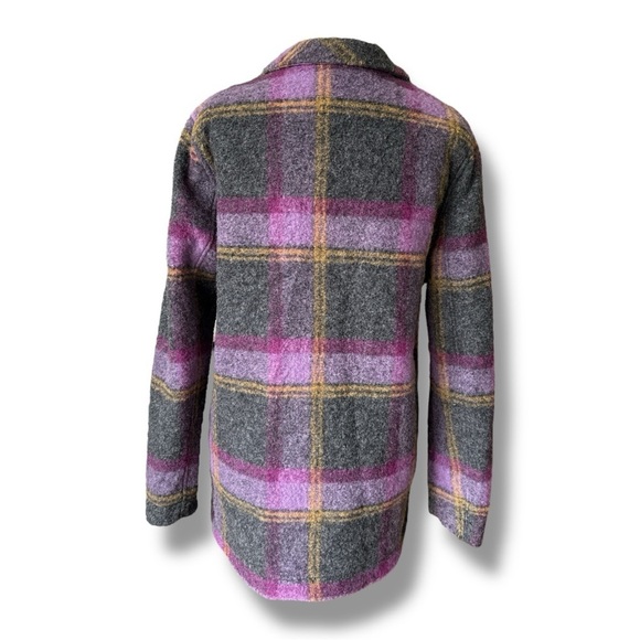 Peak Performance Plaid Gray, Pink, Purple Kelly Shirt Jacket Wool Shacket - Picture 2 of 16